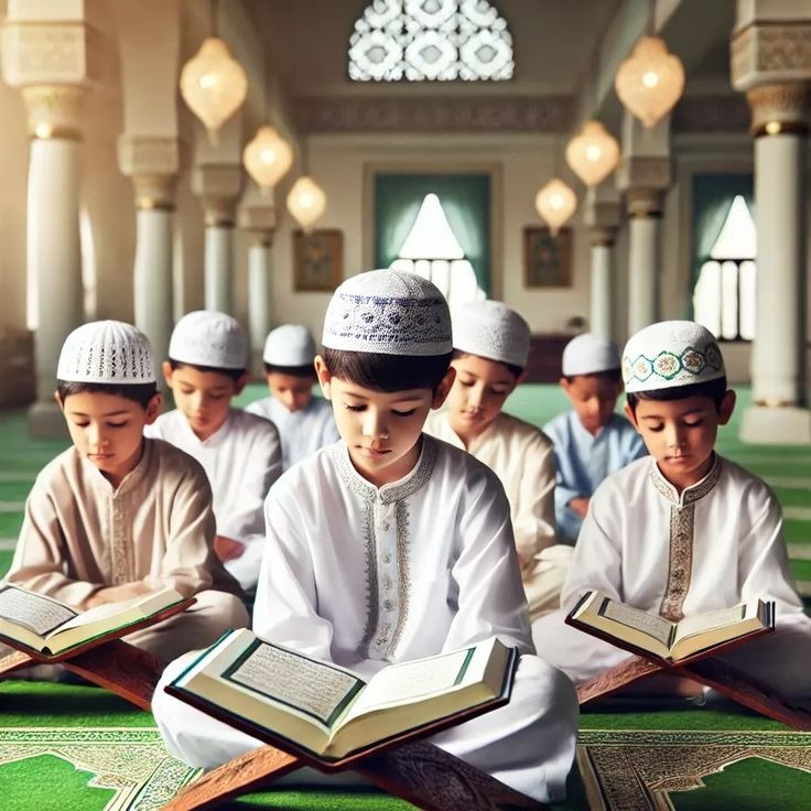 طالب يحمل المصحف في جلسة حفظ مركزة.